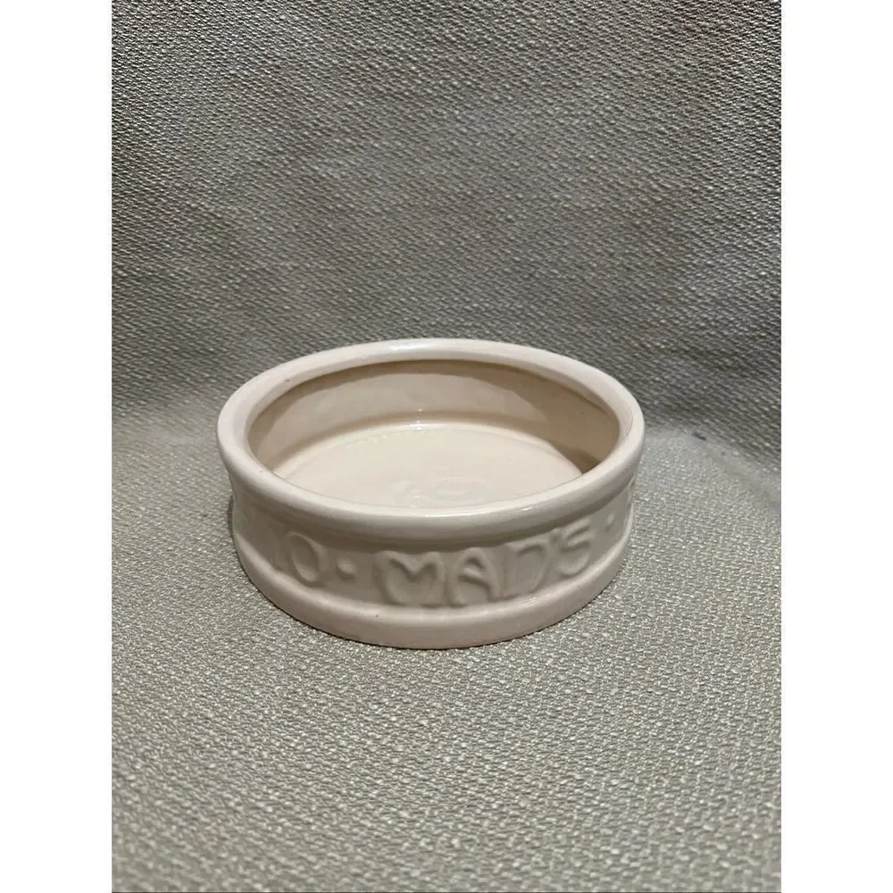 Vintage McCoy Pottery Cream Color Dog Dish Bowl To Man's Best Friend His Dog NEW